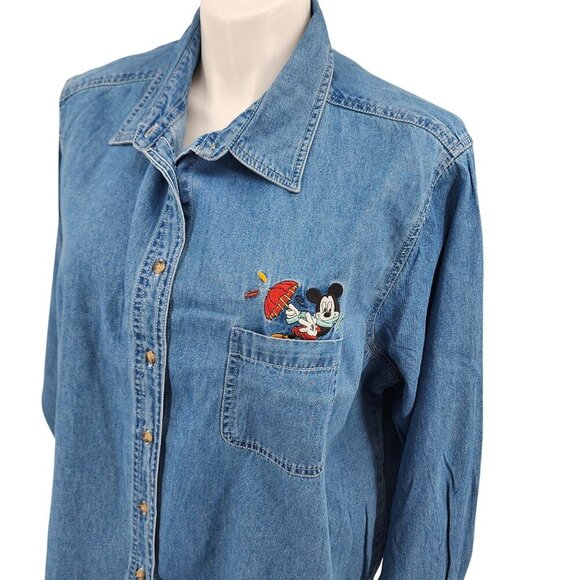 Mickey Unlimited Womens Disney Denim Shirt, Size 26W/28W - Picture 1 of 10